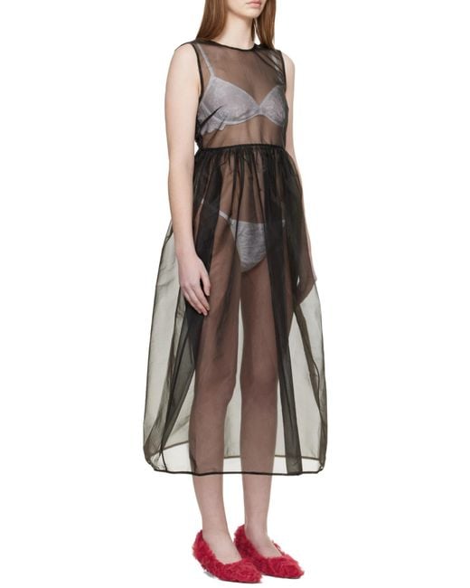CECILIE BAHNSEN Black Camilla Liquid Myrtia Midi Dress