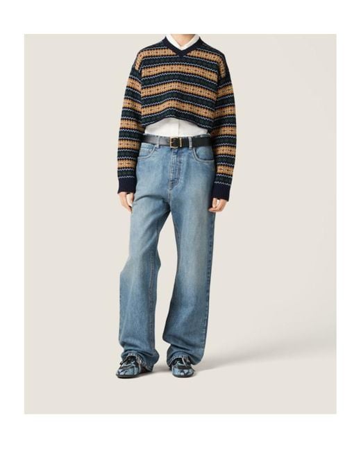 Miu Miu Black V-Neck Cropped Jumper