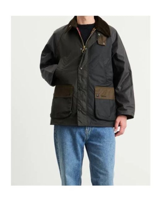 Barbour Gray Patchwork Os Bdl Buttoned Wax Jacket for men