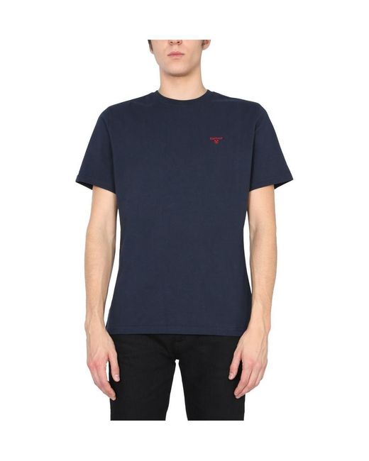 Barbour Blue Logo Embroidered T-Shirt for men