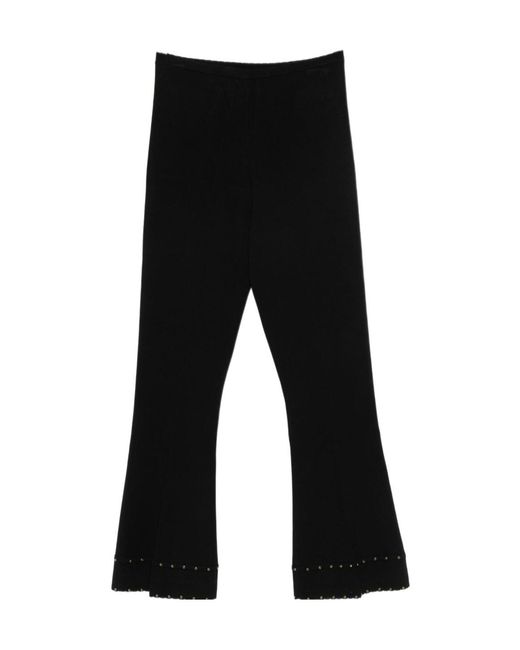 Twinset Black Rhinestone-Embellished Flared Trousers