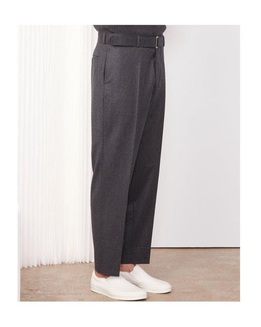 Officine Generale Gray Officine Générale Adjustable Waist Pleated Pants for men