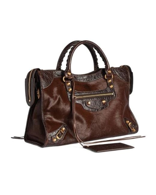 Balenciaga Brown Classic Studded Tote Bag