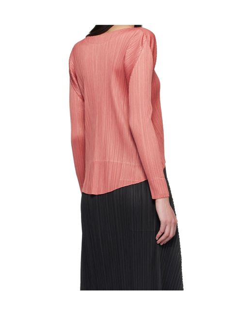 Pleats Please Issey Miyake Orange Pleated Knit Top
