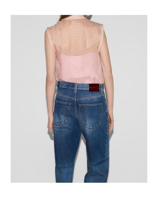 Gucci Pink Printed Neck-Bow Sleeveless Top