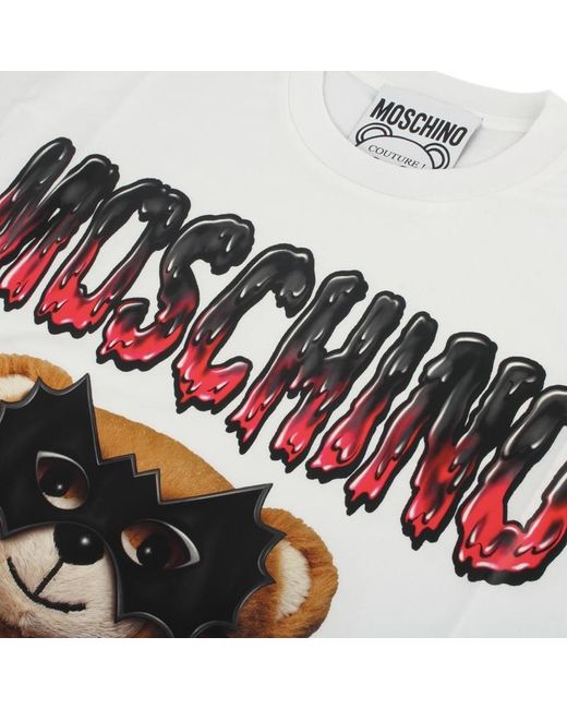 Moschino White Logo Printed Pattern T-Shirt