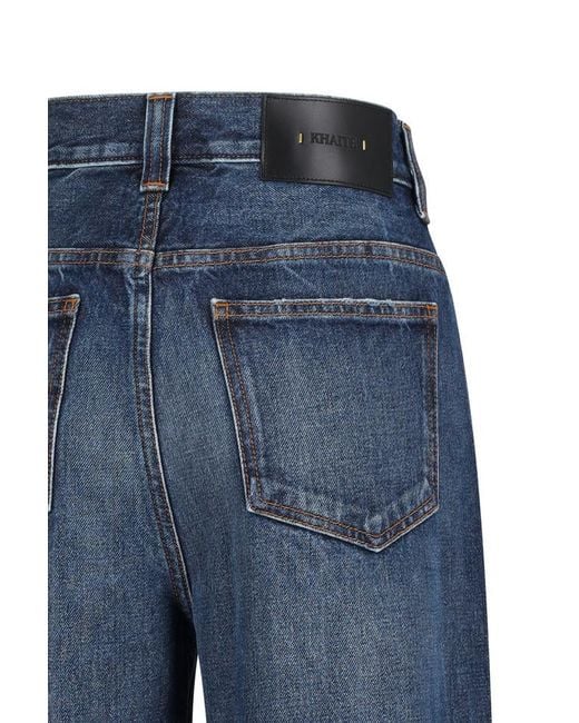 Khaite Blue Lykens Cuffed Wide-Leg Jeans
