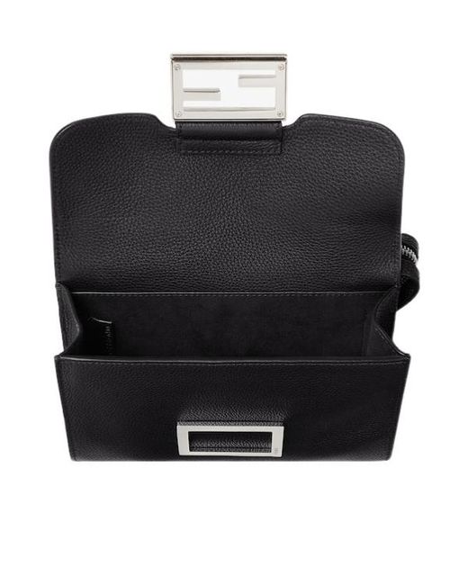 Fendi Black Double Baguette Zipped Messenger Bag for men