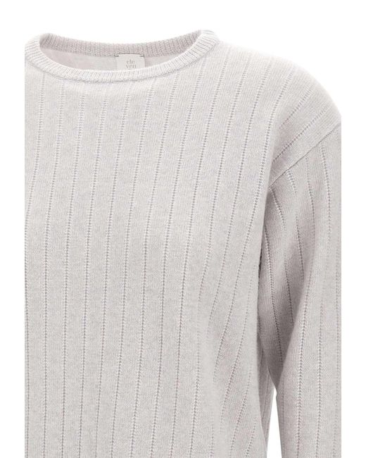 Eleventy Gray Textured Crew Neck Knitwear