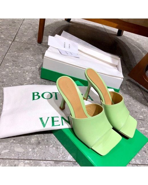 Bottega Veneta Green Slip-On 90Mm Leather Sandals