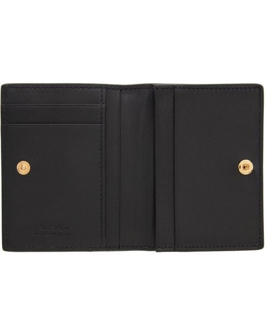Versace Black Logo Plaque Bi-Fold Wallet for men