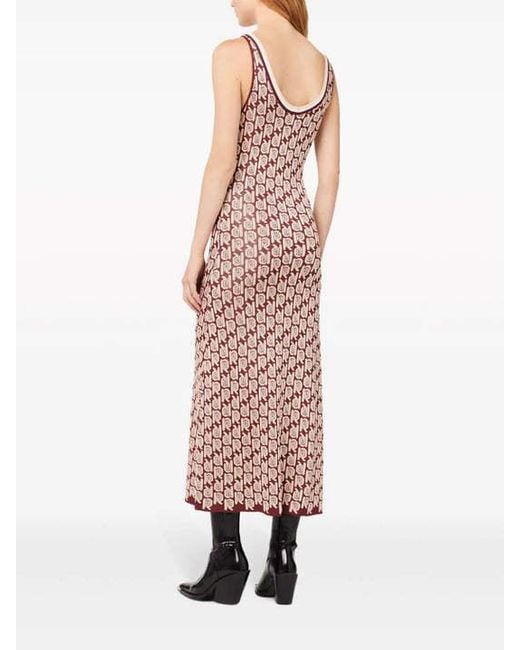 Rabanne Purple Monogram-Pattern Scoop-Neck Dress