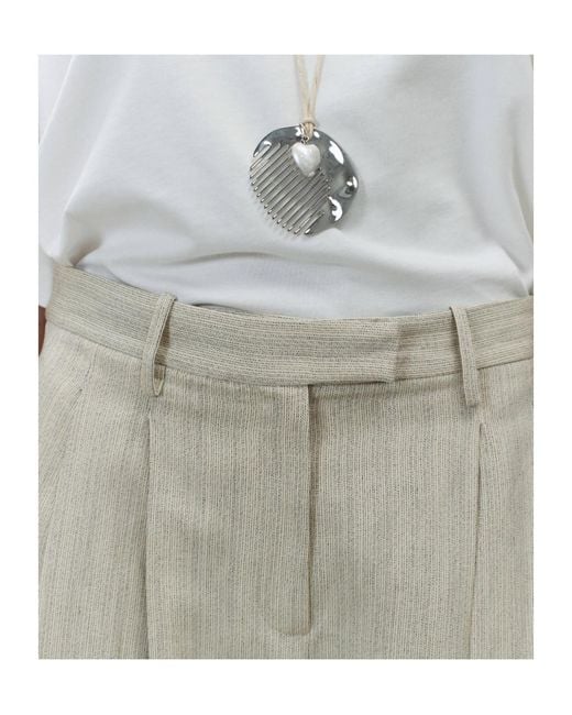 Alysi White Wide-Leg Cuffed Pants