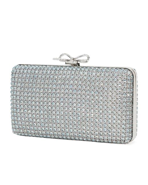 Self-Portrait Gray Crystal-Embellished Clutch Bag