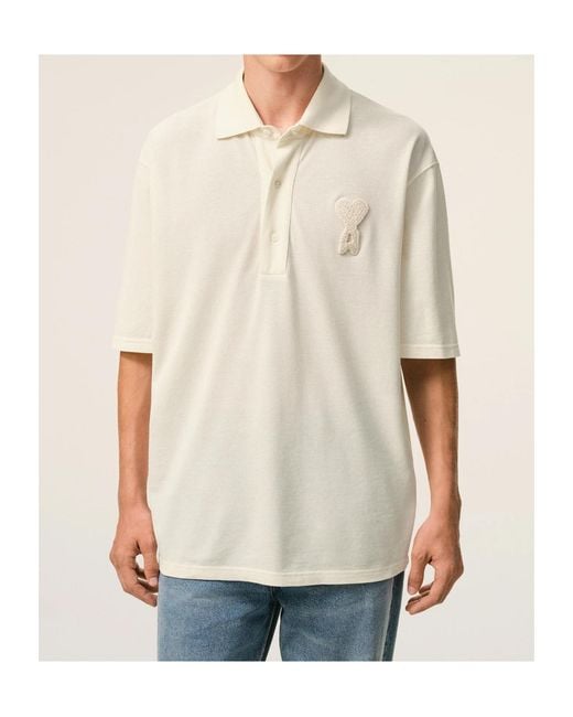 AMI White Ami Ami De Coeur Short-Sleeved Polo Shirt for men