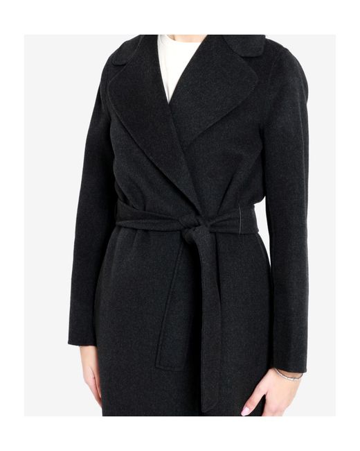 Max Mara Black Wool Robe Overcoat