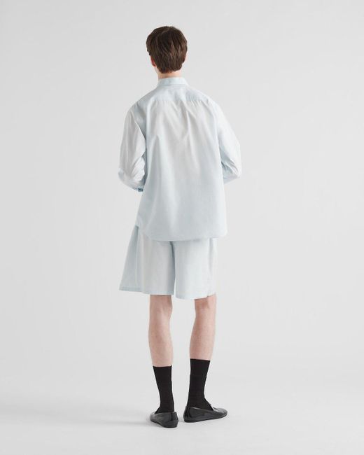 Prada Blue Long-Sleeved Button-Up Shirt for men
