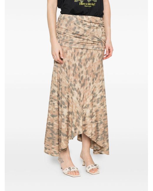 Ganni Natural Butter Printed Leopard Skirt