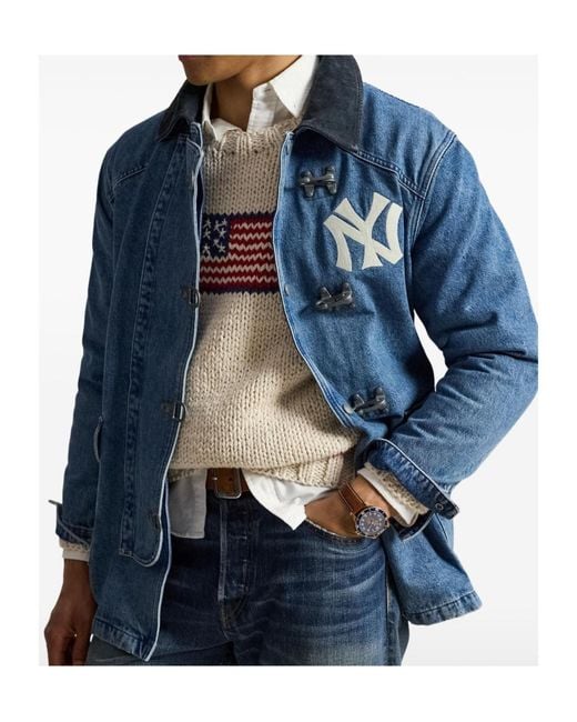 Polo Ralph Lauren Blue Logo Print Denim Jacket for men