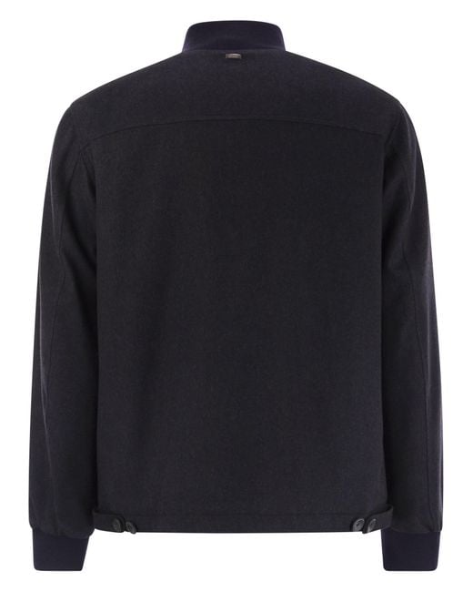 Herno Blue High Collar Casual Jacket for men