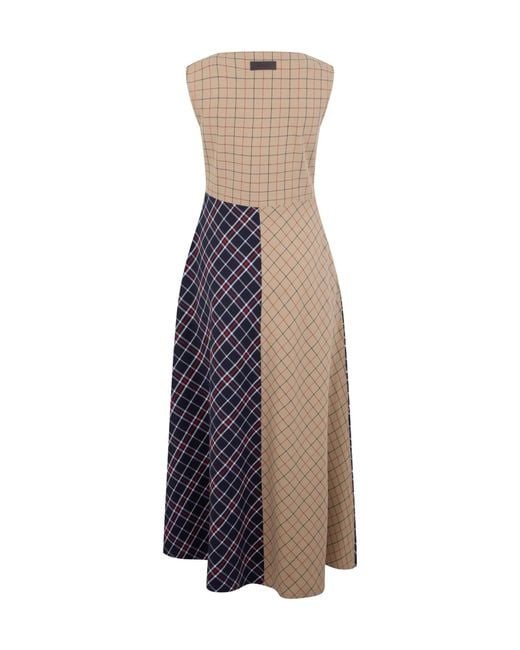 Barbour Blue Dalbury Tartan Asymmetric Midi Dress
