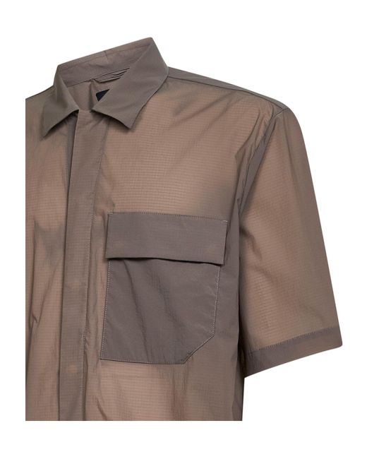 Herno Brown Oversized Short Sleeve Shirt for men