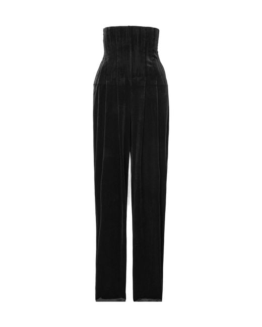 Norma Kamali Black High Waist Tailored Pleat Pant
