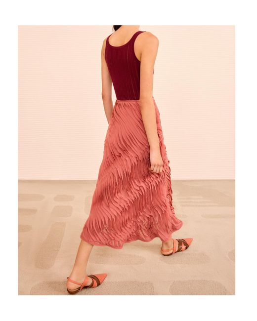 Ulla Johnson Red Patchwork Midi Skirt