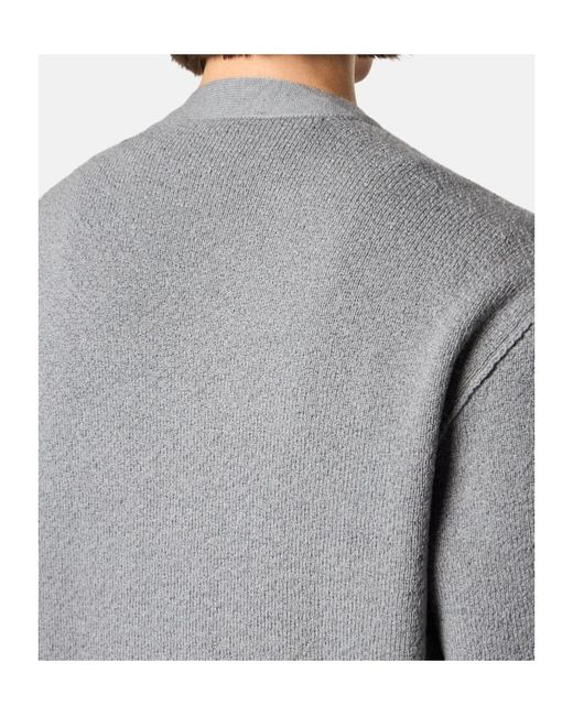 Stone Island Gray Loose-Fit V-Neck Cardigan With Pockets for men