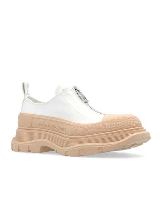 McQueen White Zipped Platform Sneakers