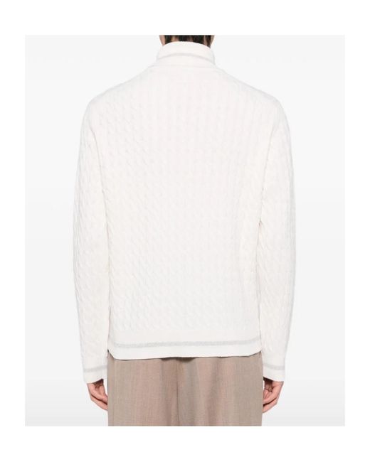 Eleventy White Cable-Knit Jumper for men