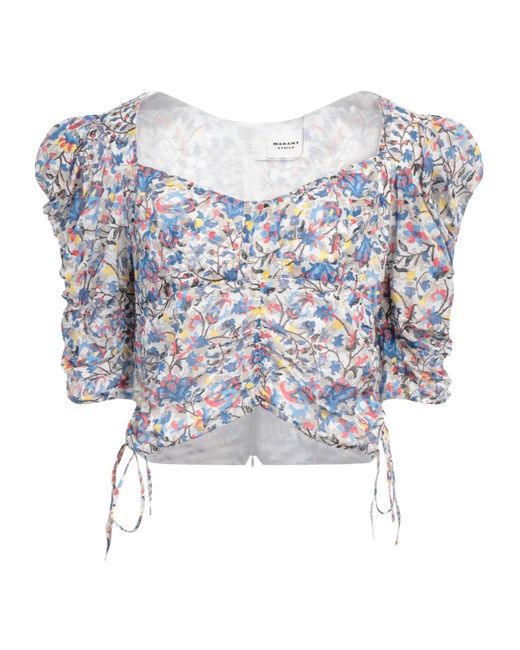Isabel Marant Blue Floral Crop Top