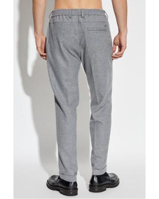 Paul & Shark Gray Drawstring Shark-Detail Trousers for men