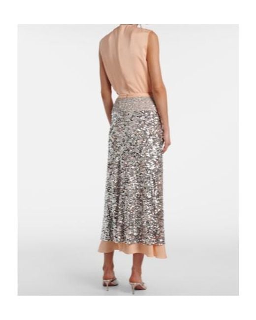 Rabanne Gray Sequined Jersey Midi Skirt