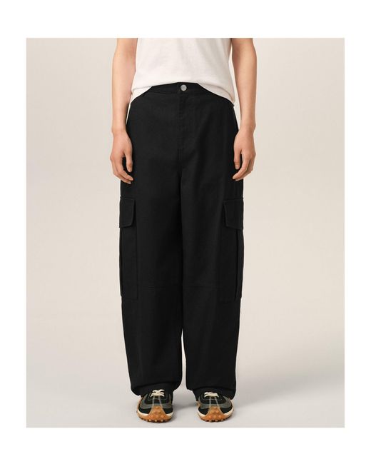 AMI Black Belt-Loop Cargo Trousers for men