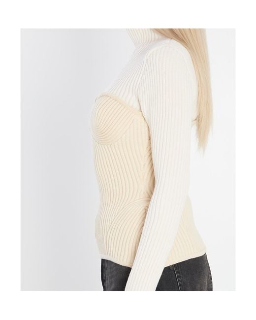 Jean Paul Gaultier White Ribbed Knit Pullover