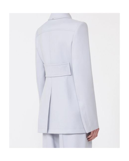 Max Mara Blue Fitted Gabardine Shirt Jacket