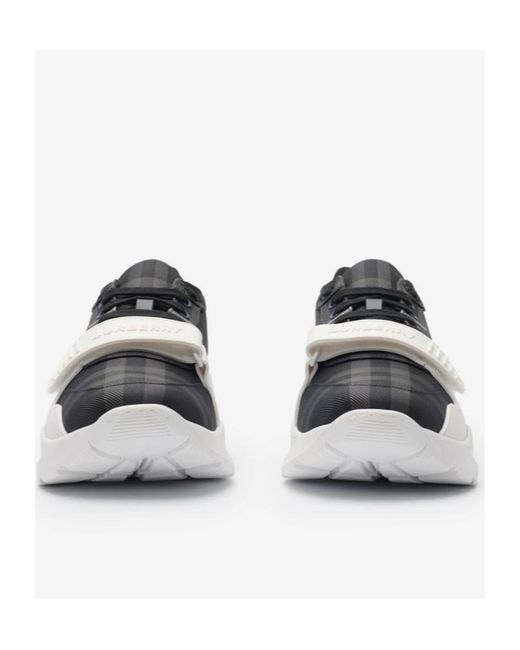 Burberry Black Checked Lace-Up Sneakers for men