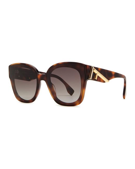 Fendi Brown Round Square-Frame Sunglasses