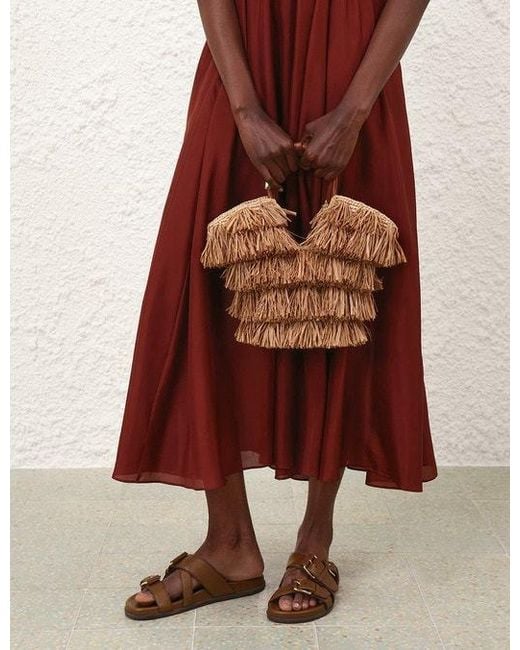 Zimmermann Natural Small Goldentime Fringed Tote Bag