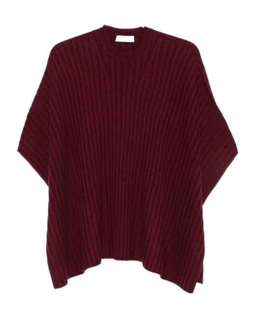 Gabriela Hearst Red Baron Ribbed-Knit Poncho
