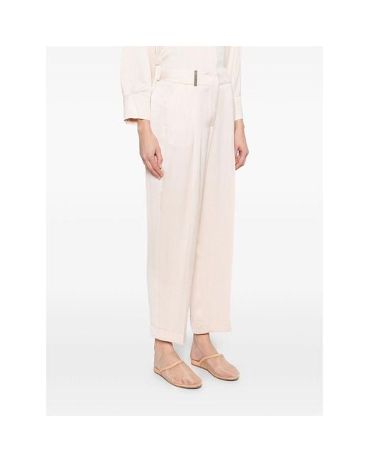 Peserico White Pleated Flared Trousers