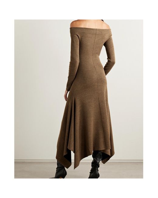 Proenza Schouler Natural Romi Off-The-Shoulder Asymmetric Stretch-Knit Dress