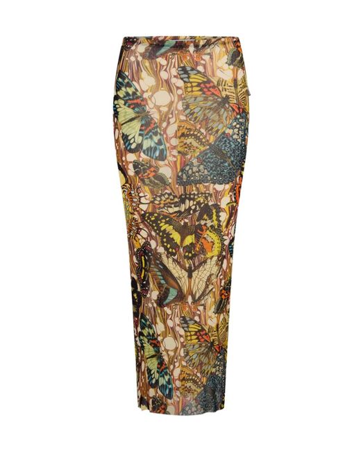 Jean Paul Gaultier Metallic Printed Midi Skirt