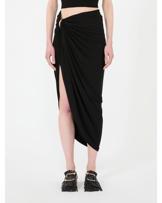 Sportmax Black Draped Asymmetric Skirt