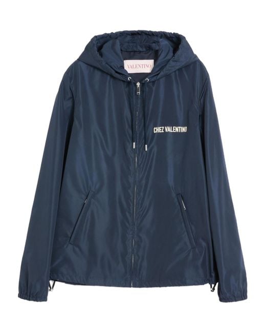Valentino Blue Chez Printed Hooded Jacket for men