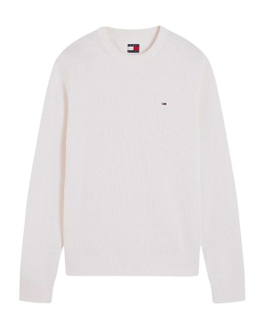 Tommy Hilfiger White Tommy Flag Textured Slim Jumper for men