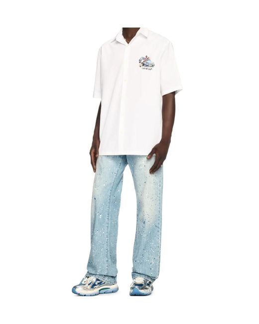 Off-White c/o Virgil Abloh Blue Paint Relaxed Jeans for men
