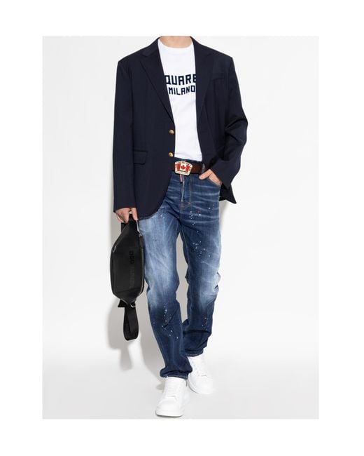 DSquared² Blue Single-Breasted Blazer for men