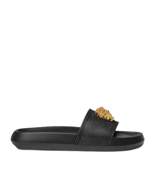 Versace Black Medusa Head Plaque Slides